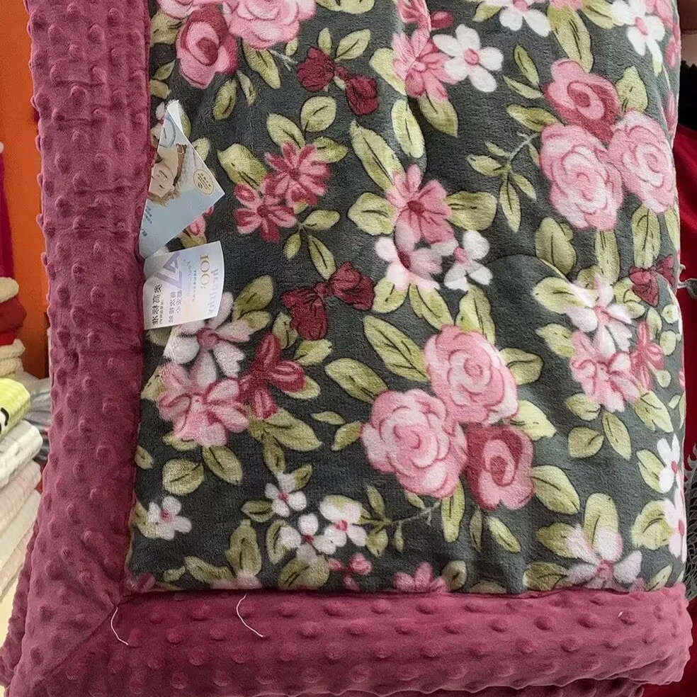 加厚加棉牛奶绒被冬季保暖双人绒豆豆加绒被-花香豆豆被子