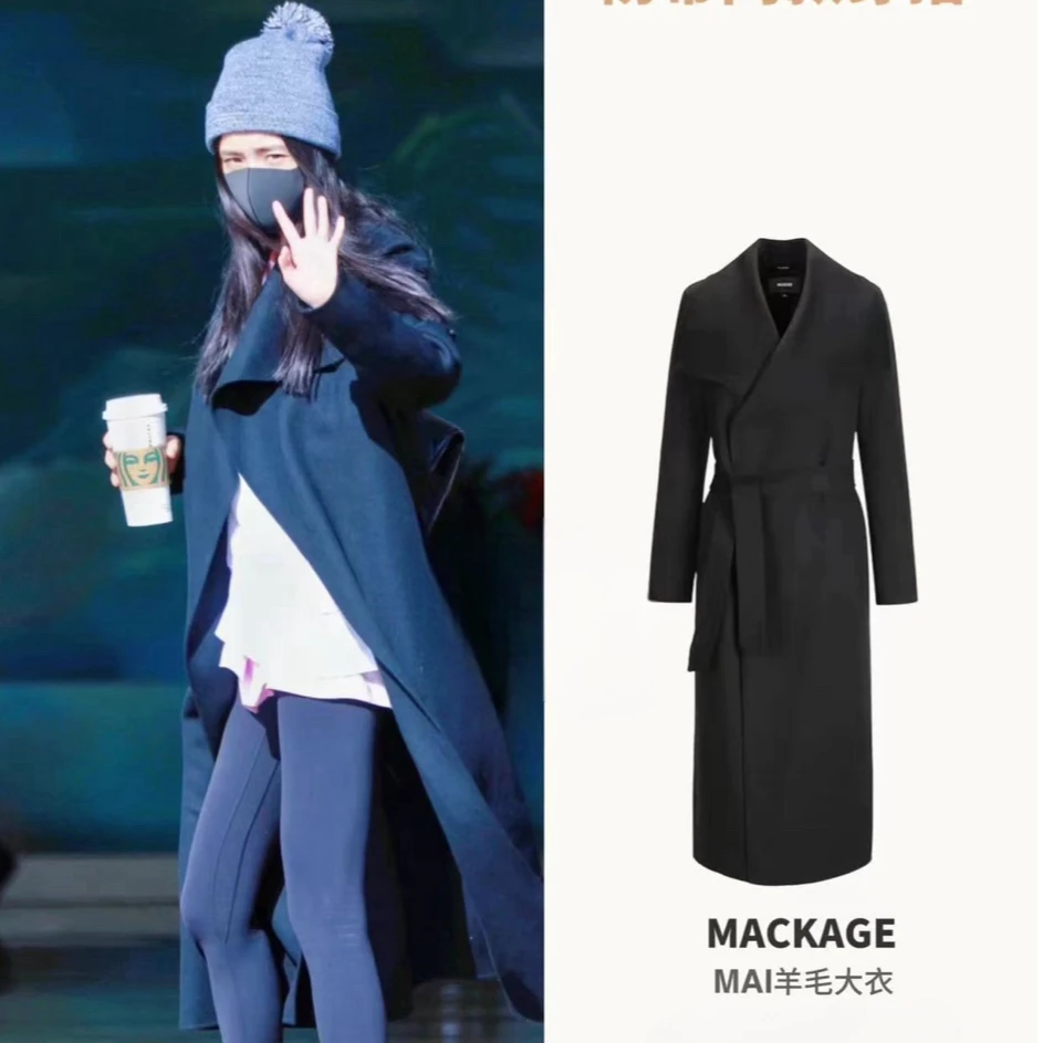 99新  小花6娜 MACKAGE 流线型双面羊毛大衣