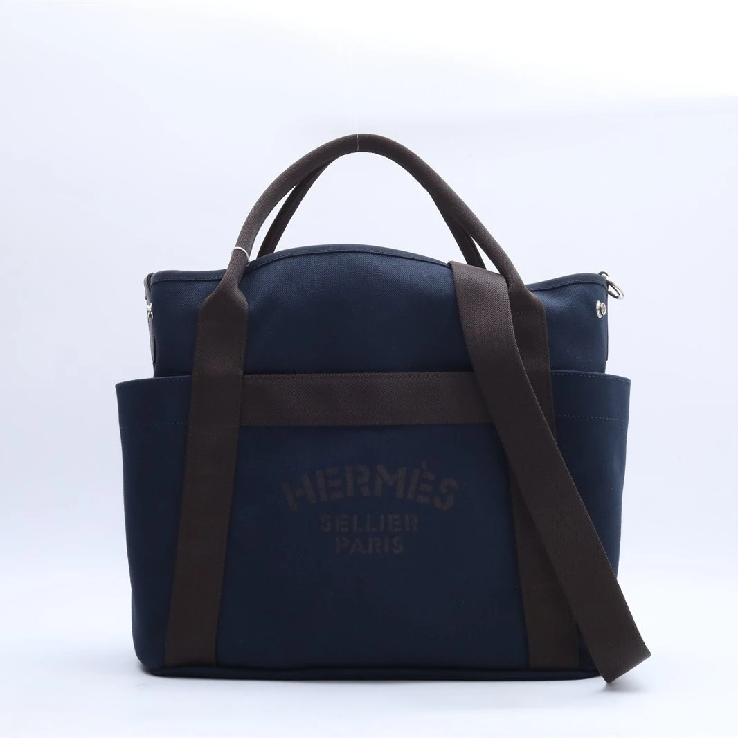 99新 Hermes/爱马仕 小花6娜P234244894马术包 U刻 海军蓝 银扣