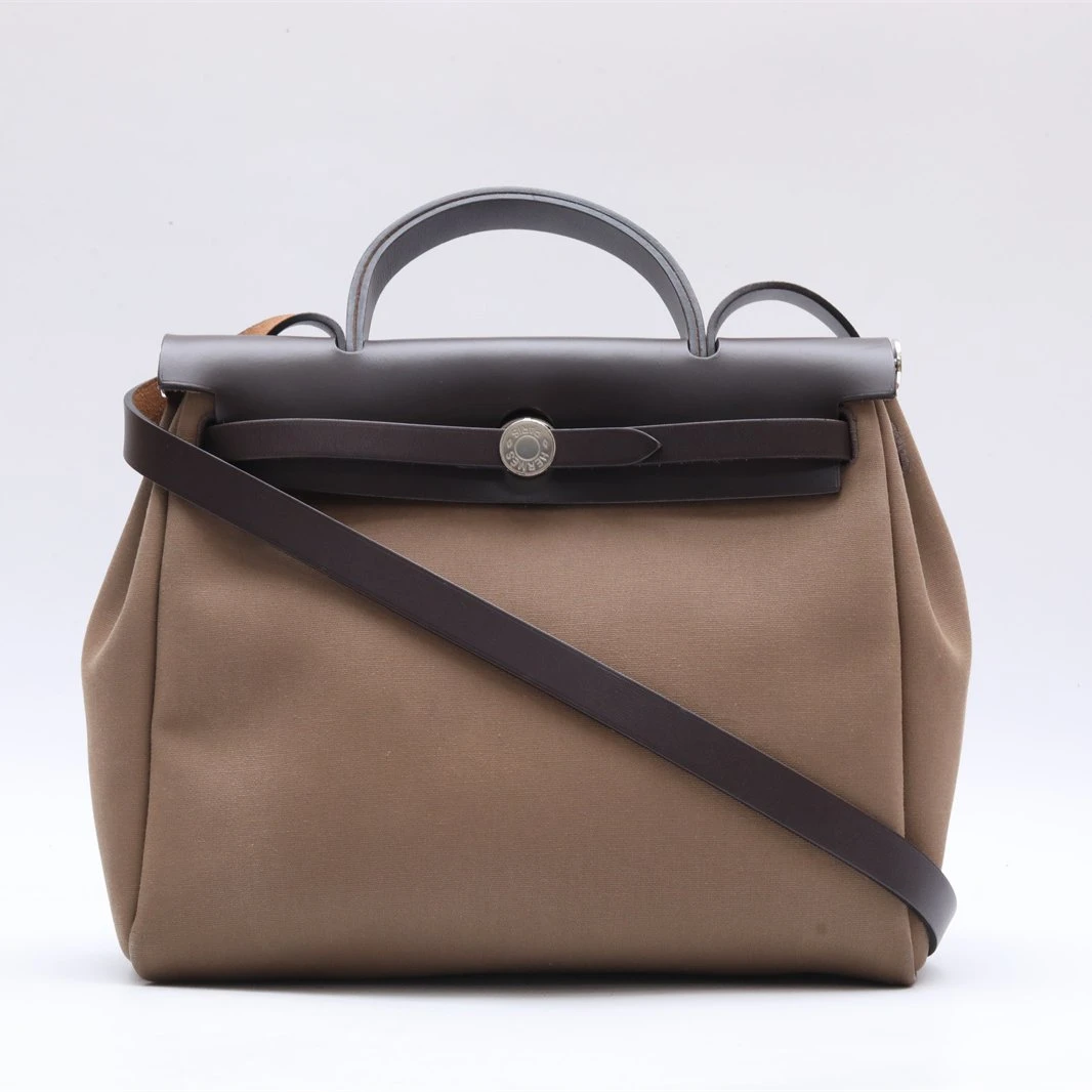 99新 Hermes/爱马仕 小花6枫Herbag 31 乌木色 帆布 D刻 银扣包