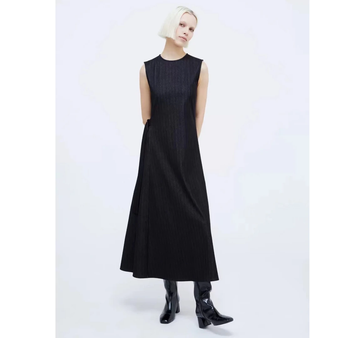 99新 MaxMara 小花6娜 MAX&CO 24秋冬气质无袖连衣裙