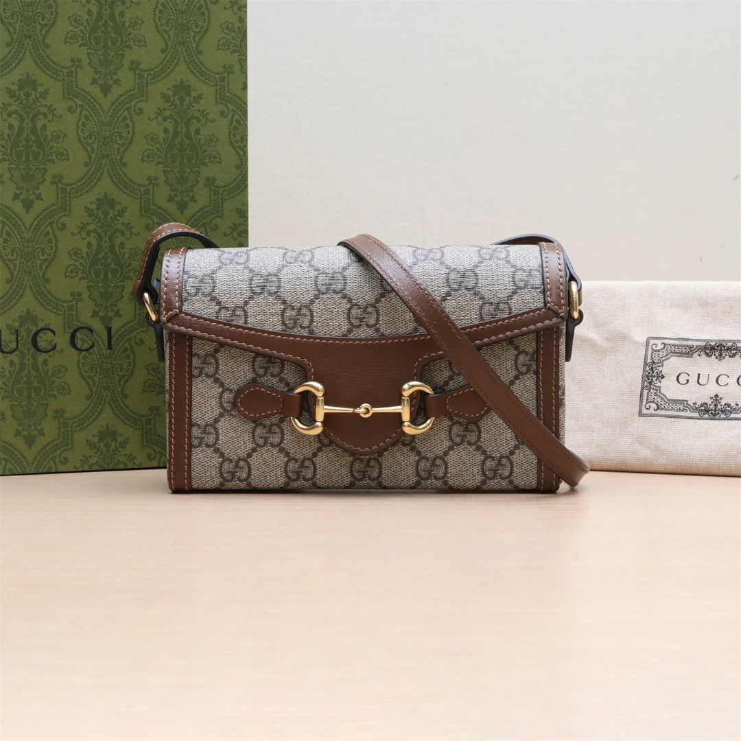99新 GUCCI/古驰 -100 小花6娜 马衔扣 1955 盒子包 Mini