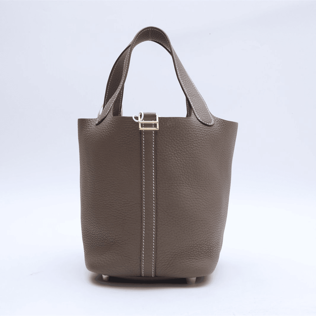 99新 Hermes/爱马仕 小花6枫菜篮子 18 大象灰 TC皮 Y刻 金扣