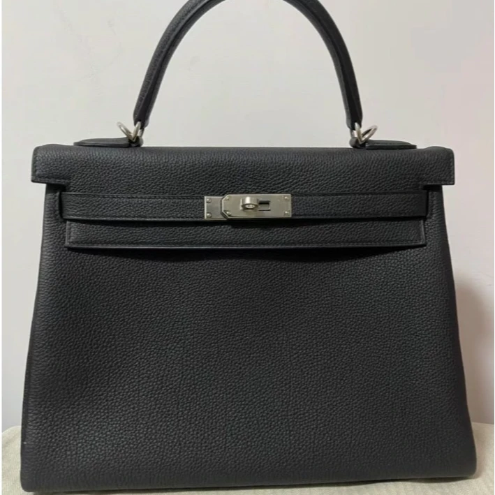 99新 Hermes/爱马仕 小花6枫kelly32 黑色银扣 togo皮 A刻包