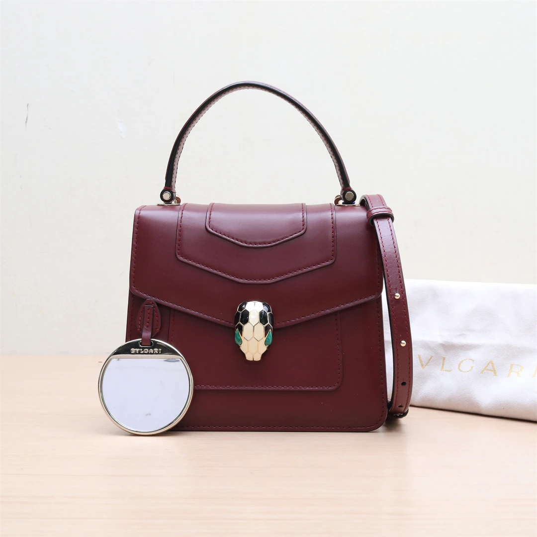 99新 BVLGARI/宝格丽 小花6娜 风琴 蛇头包 小号 手柄款
