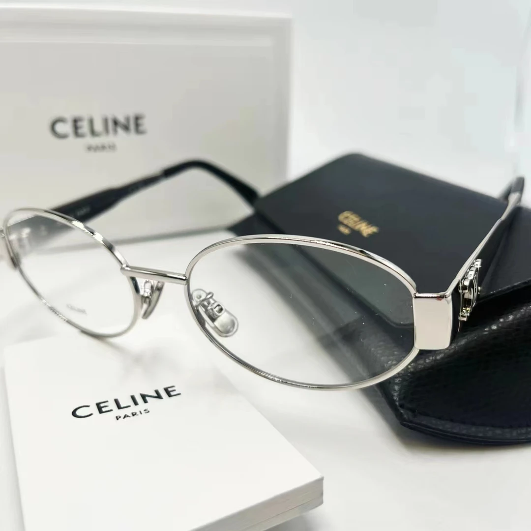 全新未使用 Celine/思琳 小花6娜TP029154金属太阳眼镜 银色银色