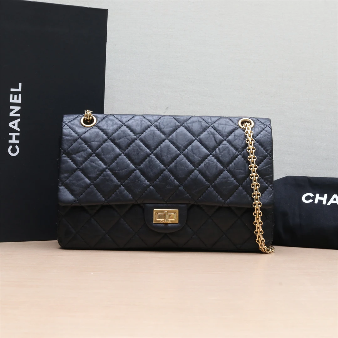 95新 Chanel/香奈儿 -130小花6娜P234348561口盖包 大号 黑色14开