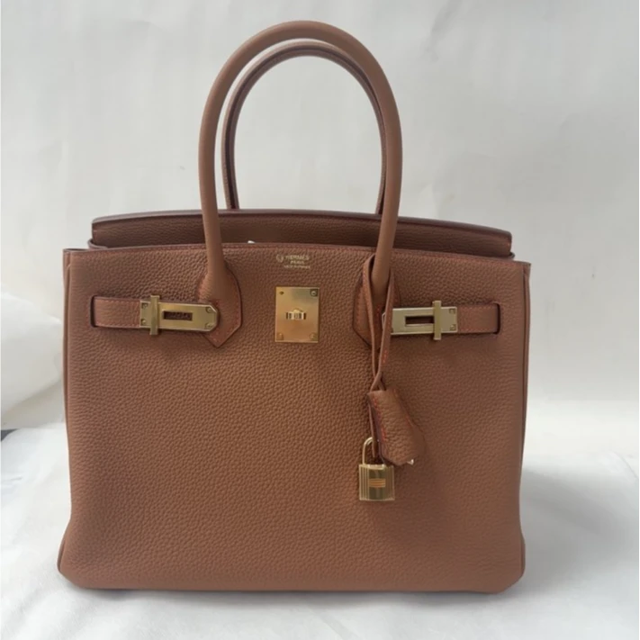 99新 Hermes/爱马仕 小花6枫 Birkin 30金棕色马蹄刻金扣 Y刻包