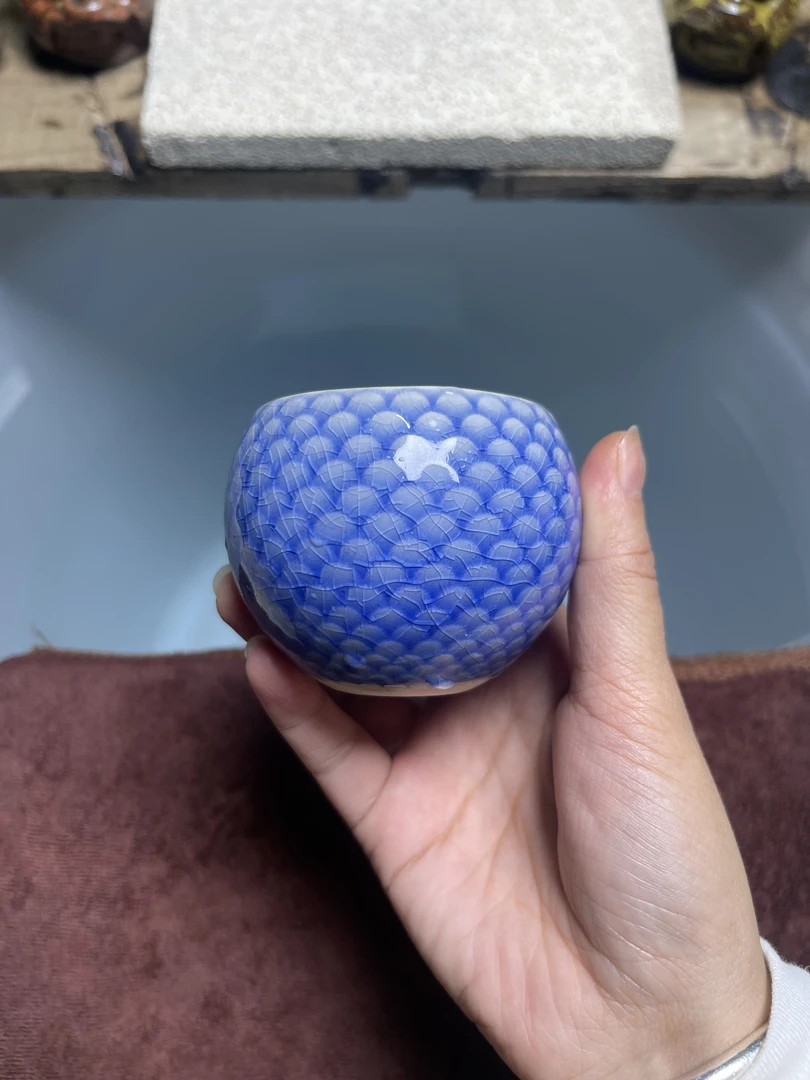 【闪购商品】。紫龙鳞龙蛋杯陶瓷水杯品茗茶具茶器茶杯主人杯家用
