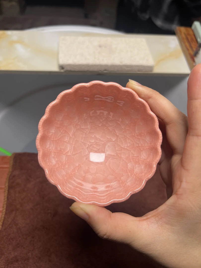 【闪购商品】。粉冰花陶瓷水杯品茗茶具茶器茶杯主人杯家用