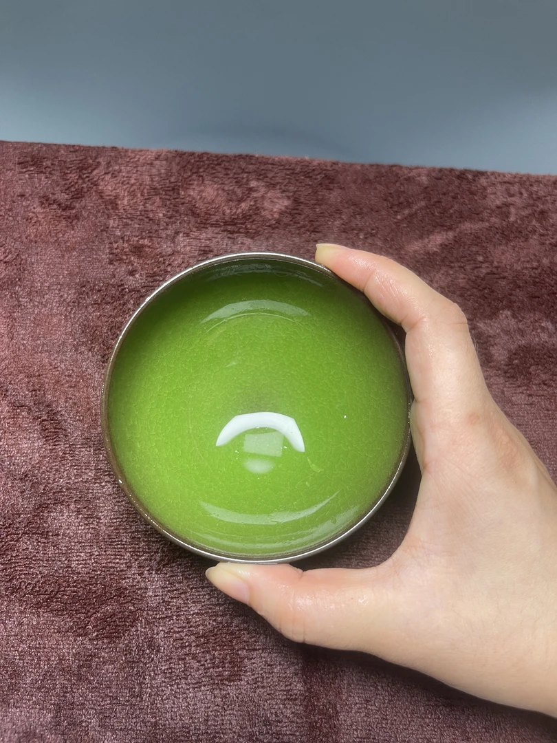 【闪购商品】。帝王绿冰裂陶瓷水杯品茗茶具茶器茶杯主人杯家用