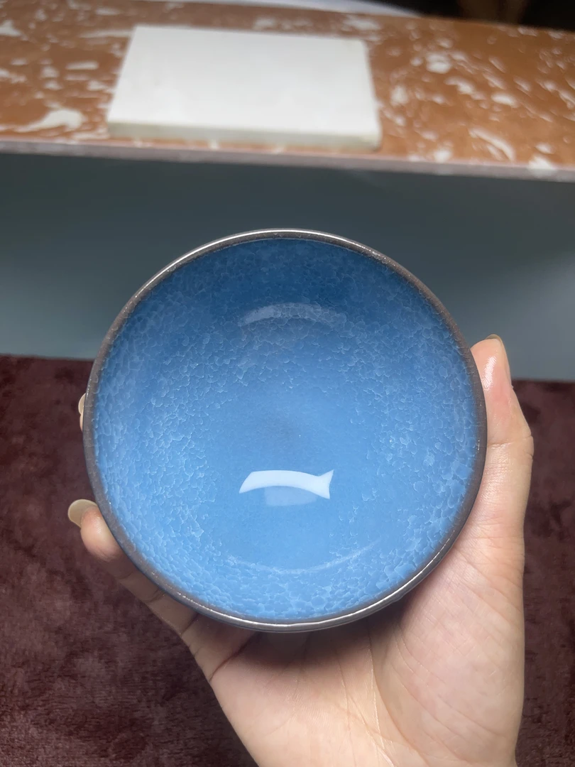 【闪购商品】。天空蓝冰裂陶瓷水杯品茗茶具茶器茶杯主人杯家用