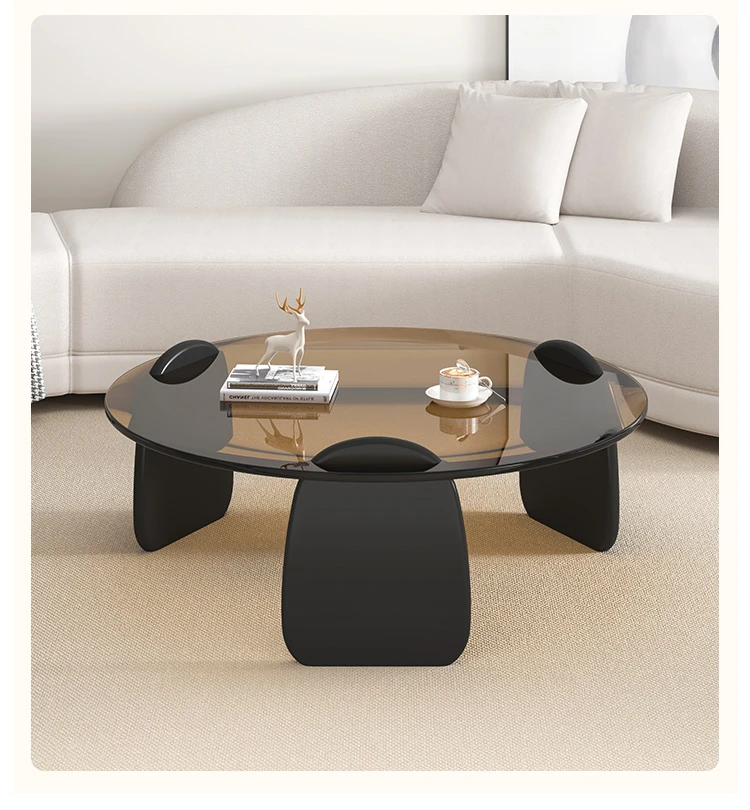 玻璃茶几轻奢现代简约极简创意咖啡桌沙发客厅家用小户型圆形边几