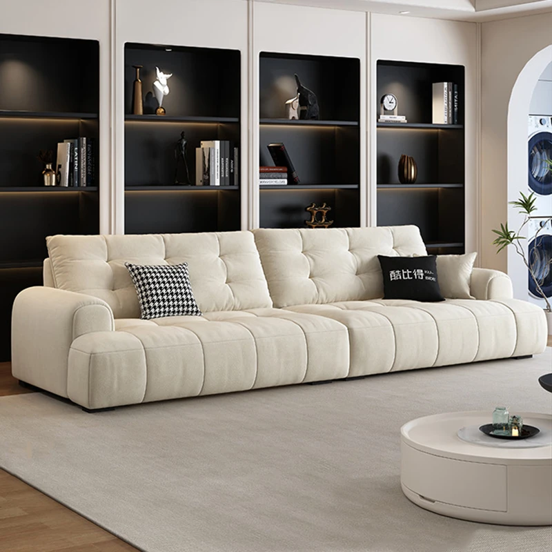 云朵泡芙布艺沙发猫抓布法式奶油风客厅现代简约美式沙发慵懒风