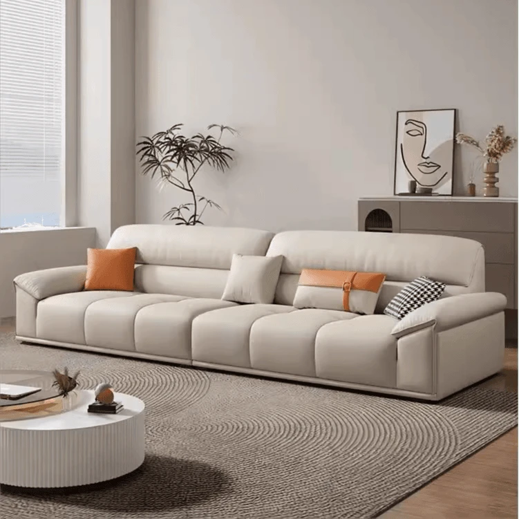 现代轻奢真皮沙发客厅小户型意式极简头层牛皮三人位直排沙发组合