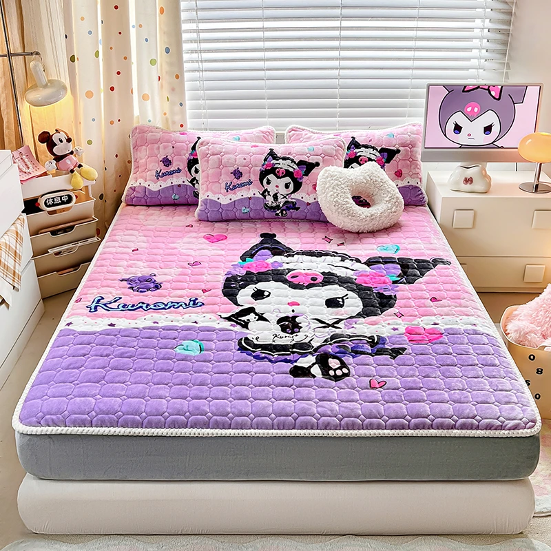 卡通儿童皮卡丘夹棉牛奶绒床笠防滑