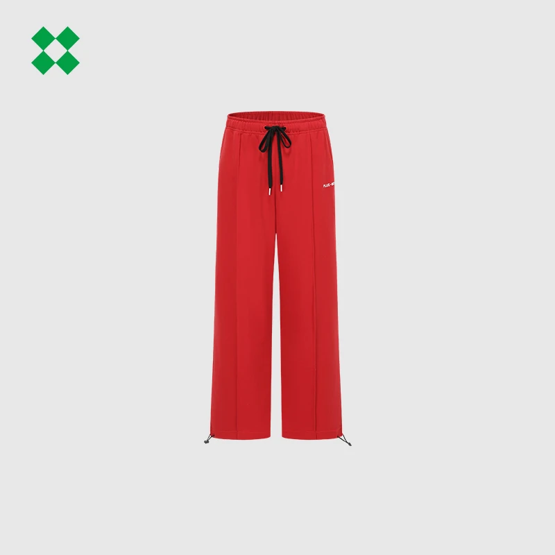休闲运动长裤时尚中性款百搭休闲裤针织春夏红色阔腿117123127250