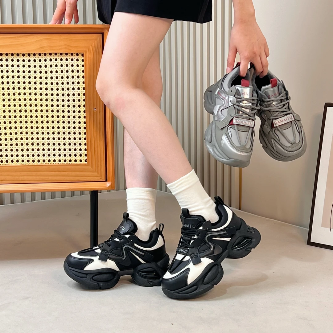 【小蛮腰 单/棉】2024时尚黑色韩版潮流休闲百搭老爹鞋Z118