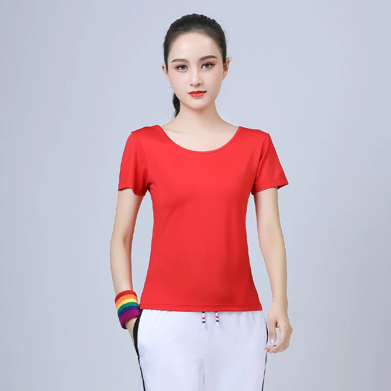 广场舞服装新款运动装健身操夏短袖时尚圆领鬼步舞衣服女