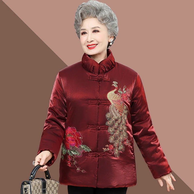 老年人棉衣女款奶奶喜庆唐装加厚保暖妈妈婚宴礼服老太太冬装外套