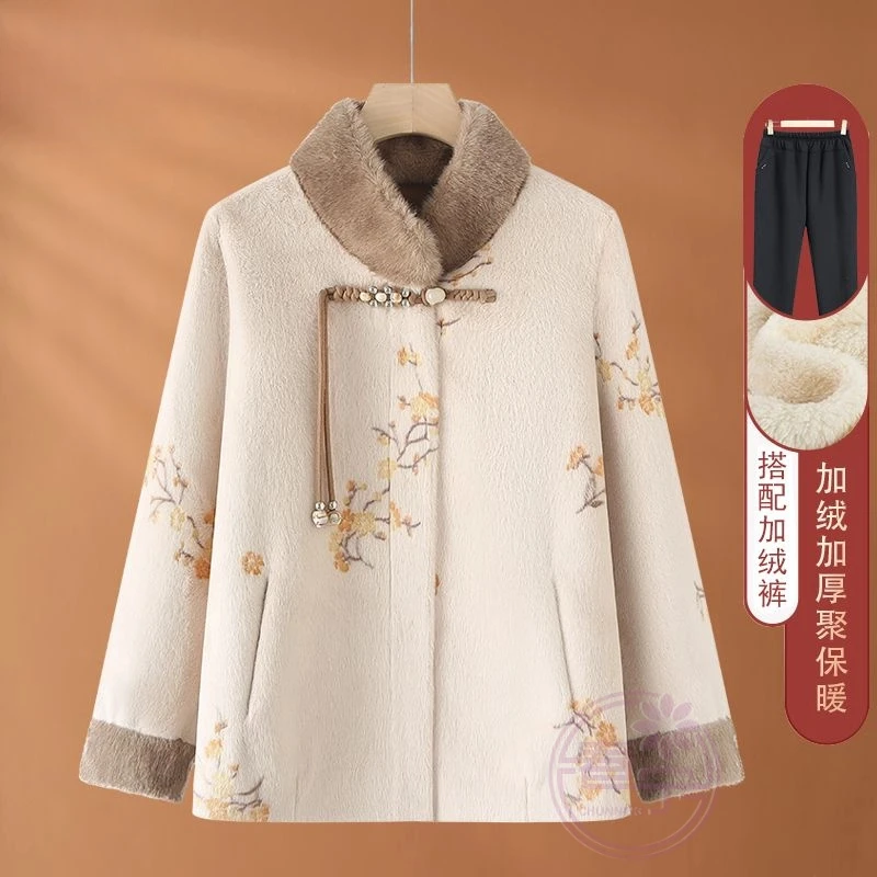 新中式中年妈妈秋冬毛呢外套2025新款时尚中老年女装毛呢大衣高贵