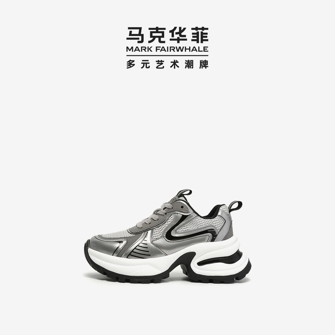 【皎洁星月】马克华菲女鞋阿甘鞋系带复古跑鞋潮鞋潮流厚底低帮网面
