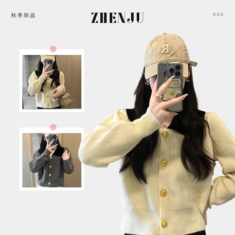 翻领毛衫2024秋季小香风时尚甜美法式温柔气质百搭复古休闲毛衣