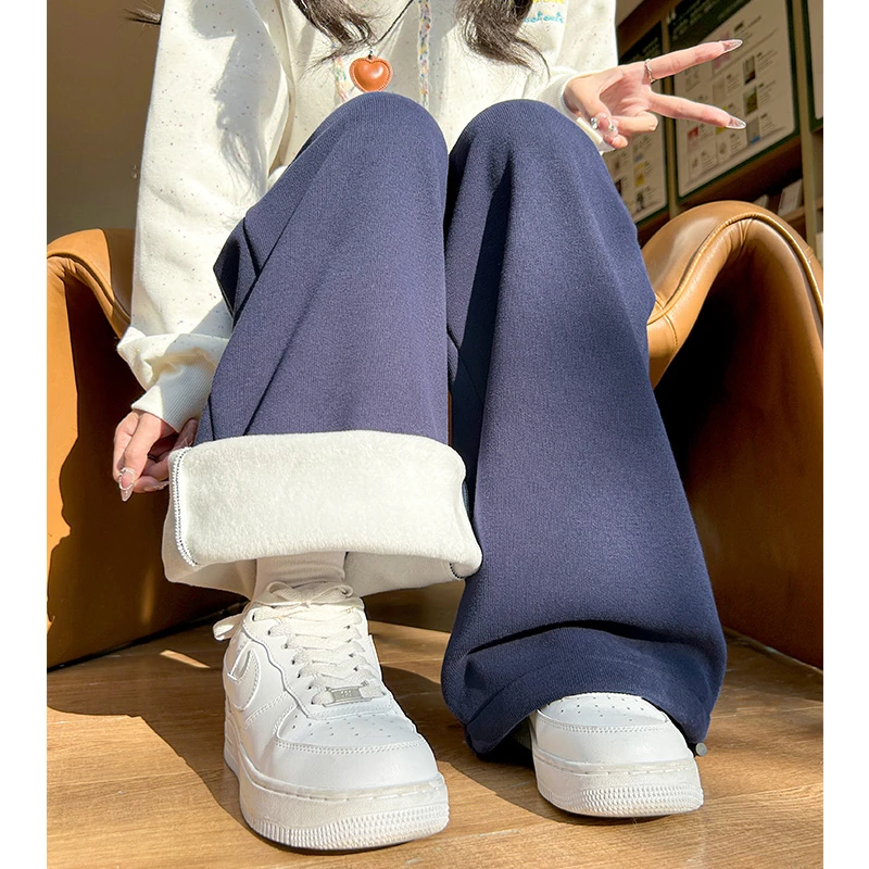 针距【运费补贴】秋冬两穿迷尼卫裤2024年新款裤子女显瘦宽松阔腿裤