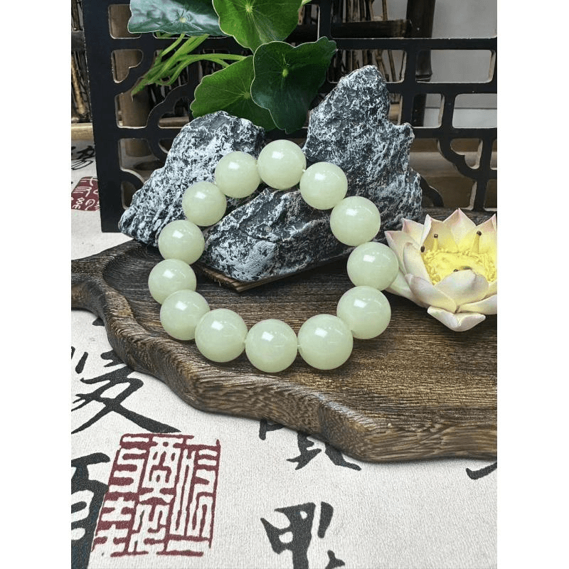 〔老板娘门店款〕天然新疆和田玉 黄口手串 正圆卡16mm SC002