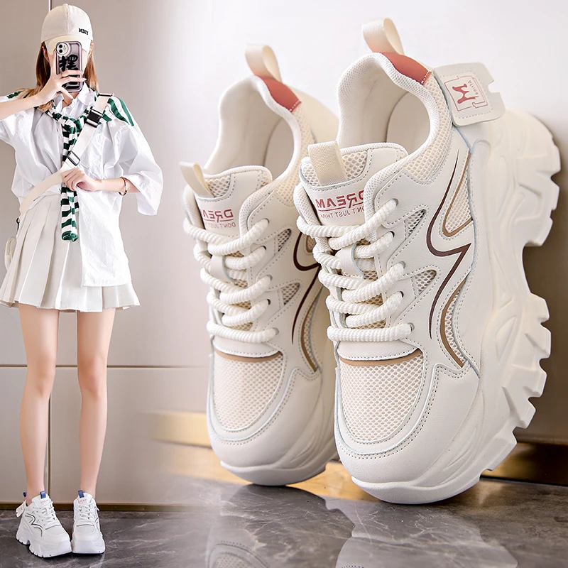 内增高老爹鞋2025新款春系爆款网面休闲运动鞋厚底旅游鞋软底女鞋