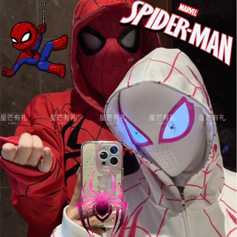 蜘蛛侠头套面具眼睛可动cos搞怪蜘蛛侠头盔万圣节男女孩玩具