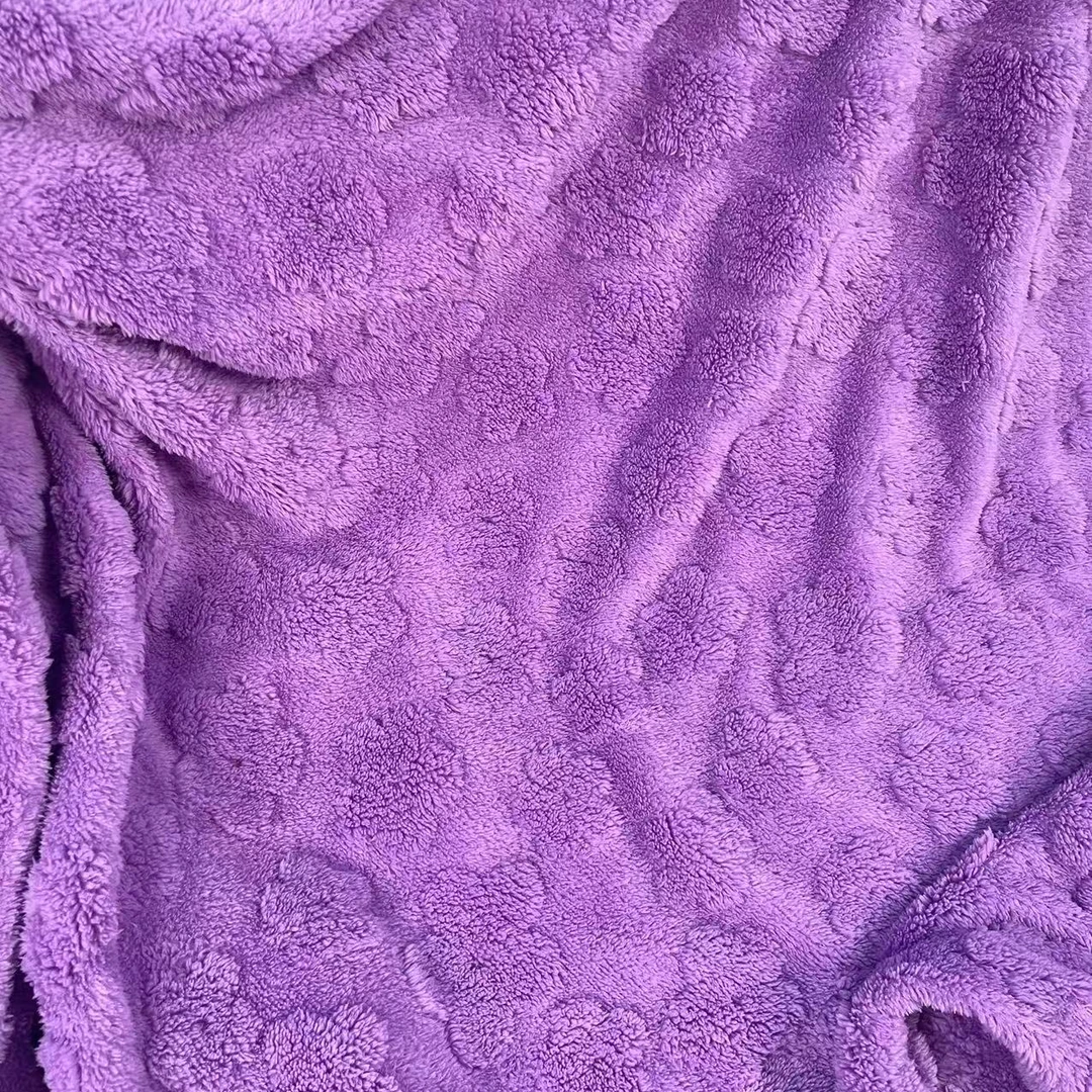 MT-2024460【门店爆款】加绒加厚紫色小花盖毯230*200