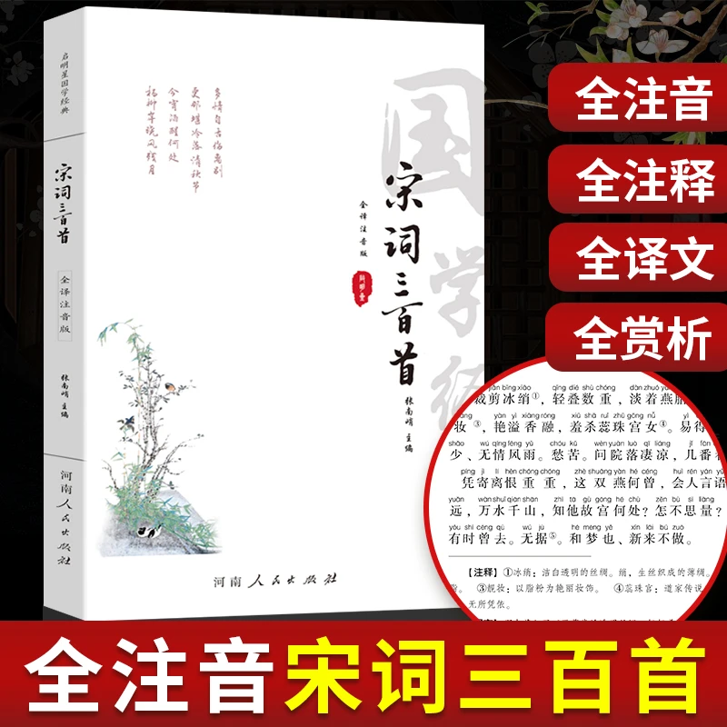 宋词三百首正版注音版注释赏析中国古代词集青少年背诵古诗词阅读