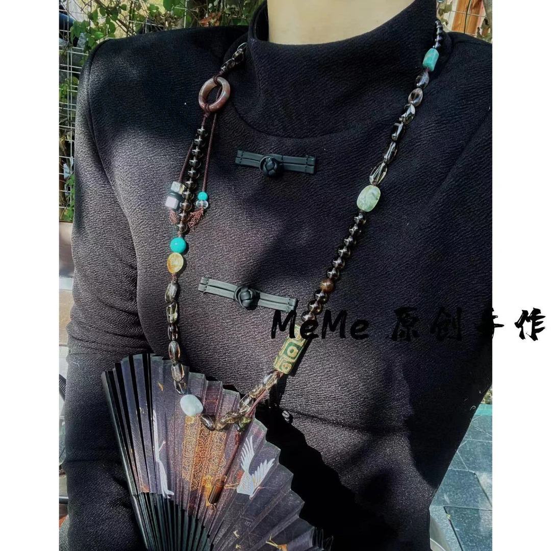 铜合金项链 MeMe原创手作 天然手工串珠项链 新中式时尚百搭长款