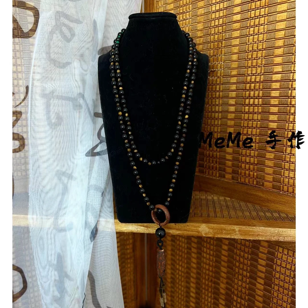 非金属项链 MeMe原创手作 新中式国风斜挎串珠项链  天然吊坠