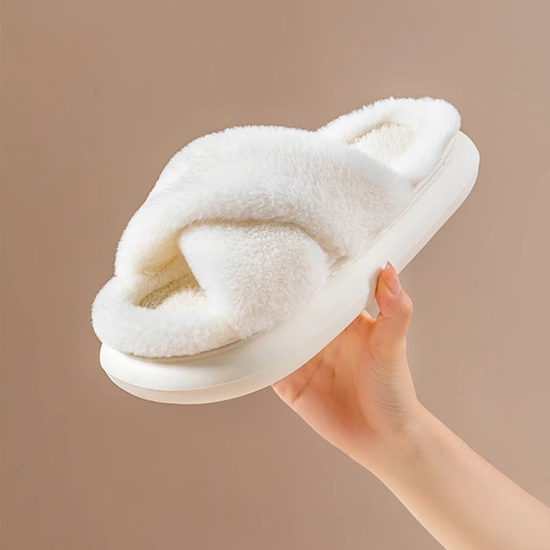 冬天情侣防滑百搭毛拖外穿保暖厚底棉拖鞋网红时尚居家舒适棉拖男