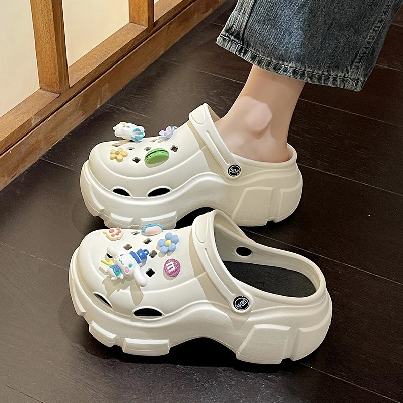 玉桂狗时尚洞洞鞋女夏网红外穿凉拖鞋潮流增高超厚底洞洞鞋女包头