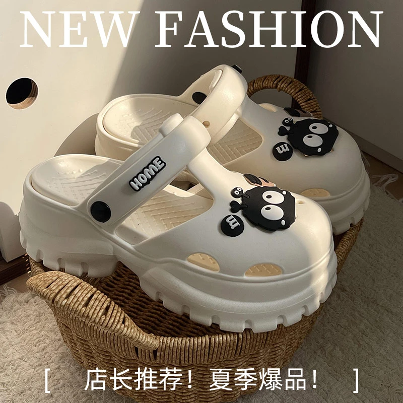 外观卡通可爱外穿好穿百搭拖鞋脚感轻盈夏季新款厚底踩屎感洞洞鞋
