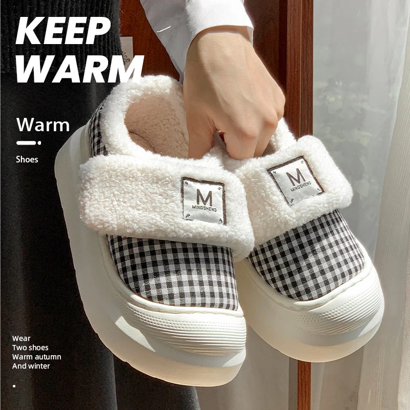 百搭时尚毛绒外穿棉鞋女款居家秋冬季新款软底棉拖加厚棉拖鞋保暖