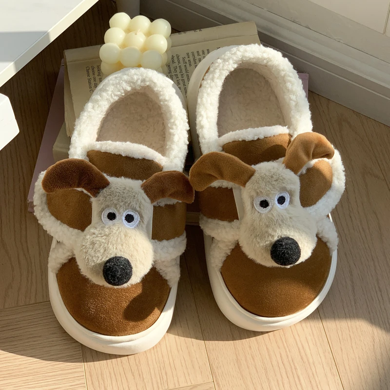 23爆款卡通小狗狗款脚感舒适居家外穿棉鞋加厚加绒防水防滑秋冬季