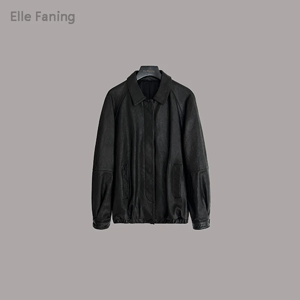 芒果优选-自由古巴复古翻领羊皮衣