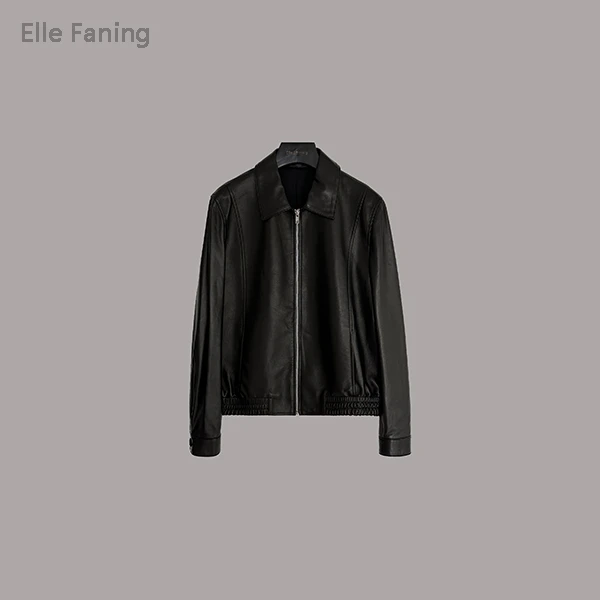 芒果优选-夜色米兰翻领进口羊皮衣