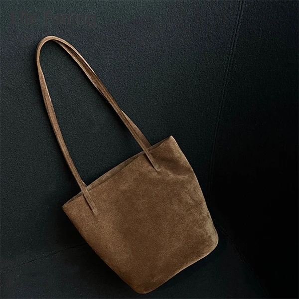 芒果优选-慵懒磨砂秋冬单肩手提水桶包