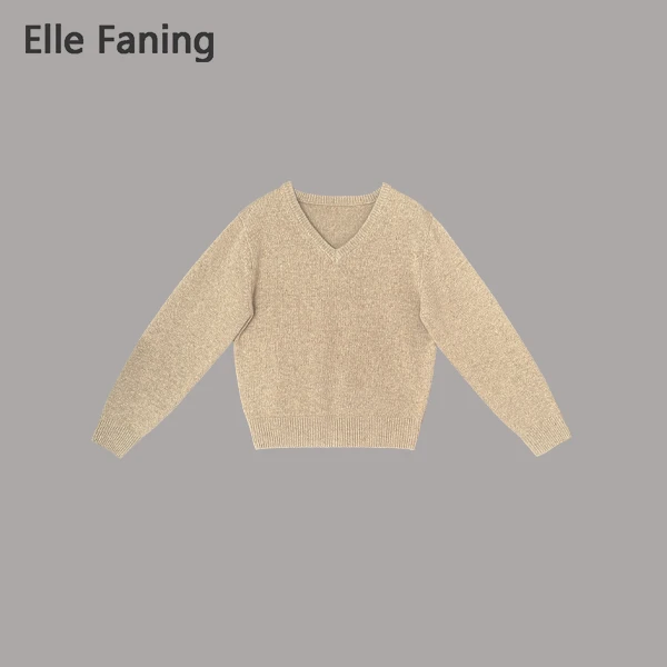 芒果优选-法式浪漫V领套头秋冬针织衫