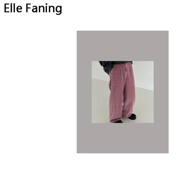 芒果优选-粉色做旧水洗休闲裤