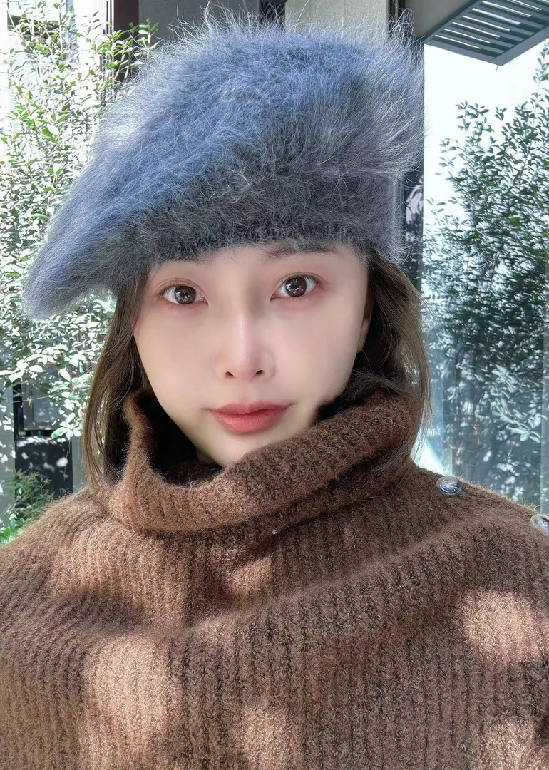 小雨帽社 设计师款毛呢贝雷帽 秋冬气质画家帽显脸小毛绒帽子