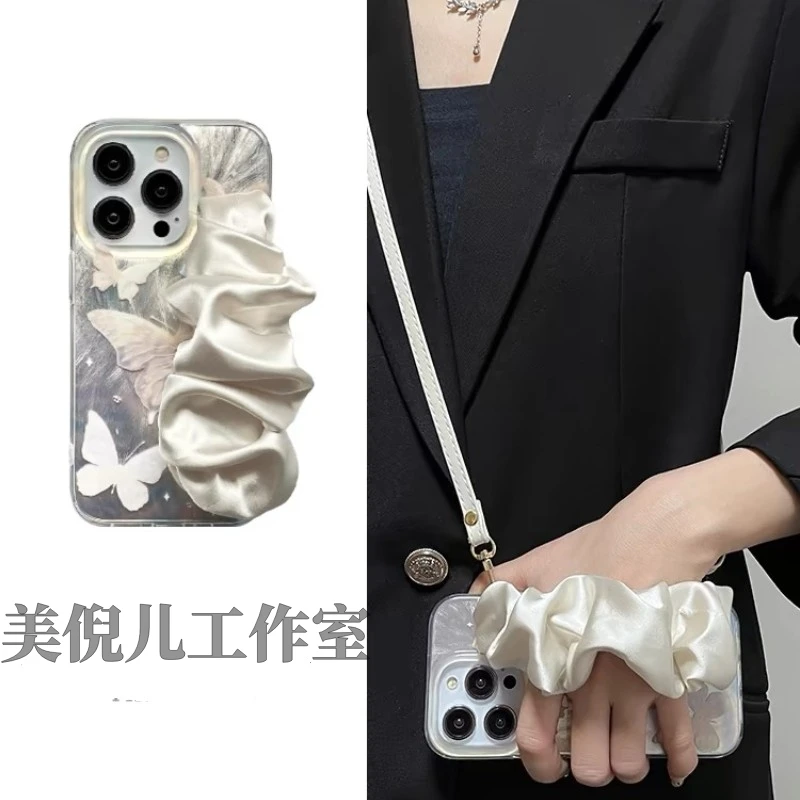 高级鎏金蝴蝶丝巾手腕带vivos15/s16pro手机壳x60x90斜挎y77e/y78