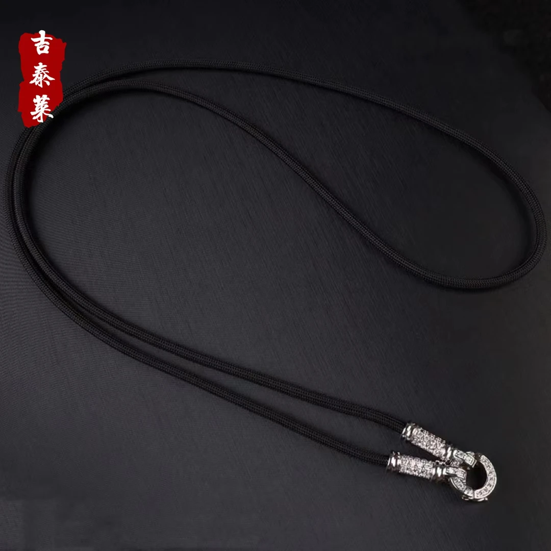 合金布艺项链 吉泰莱 百搭 牌牌链 黑绳