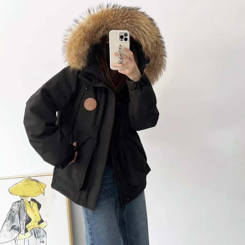 2024新款大毛领情侣款加厚工装派克羽绒服8849