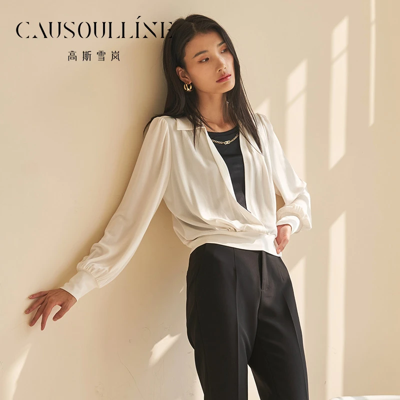 高斯雪岚【春装新品】气质时尚春季小众女士纯色上衣 23119161